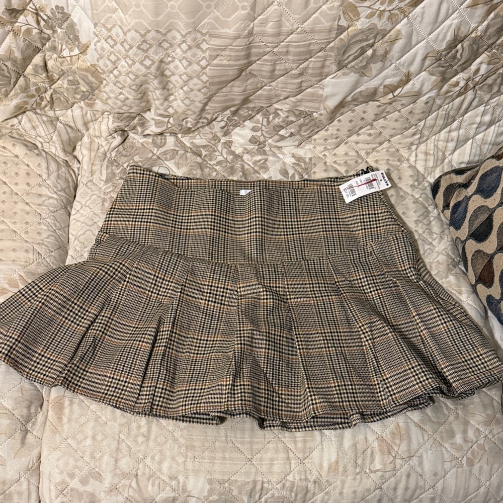 RSQ Plaid A-Line Skirt in Brown and Black
